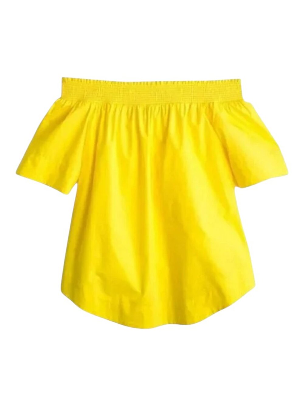 J. Crew Cotton Off-the-Shoulder Top Blouse Vivid Lemon Yellow Good Cond Women 4
